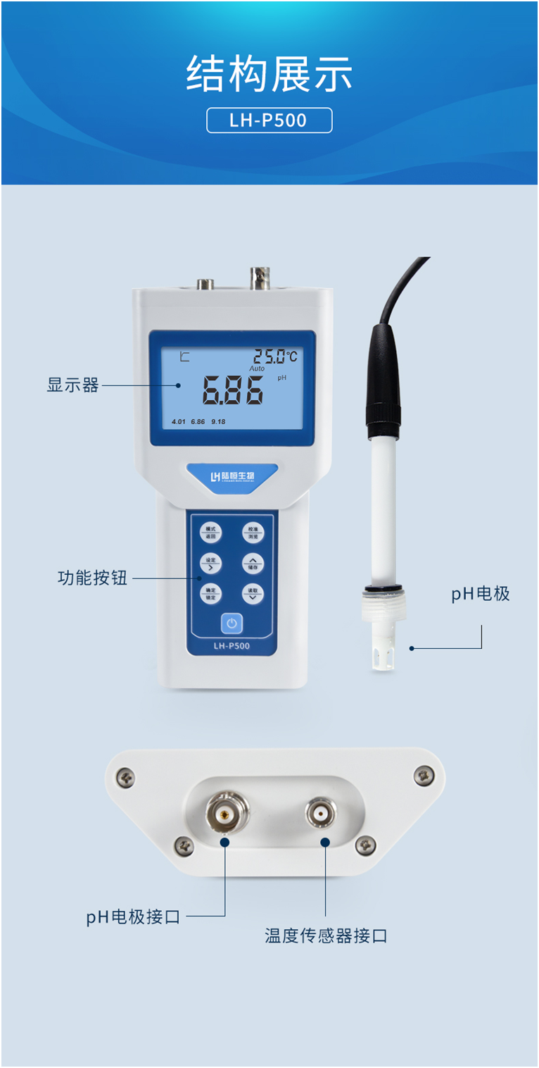 陆恒便携式PH/ORP检测仪 LH-P500(图3)